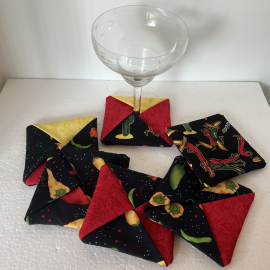Fiesta Time Padded Coaster Slippers / Stemware Holders, Cinco de Mayo